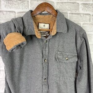 Legendary Whitetails Buck Camp Gray Button Up Flannel Mens Large Tall LT